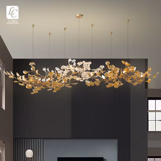 Lámpara colgante de hoja de Ginkgo nórdica, lámparas personalizadas para comedor, candelabro de habitación