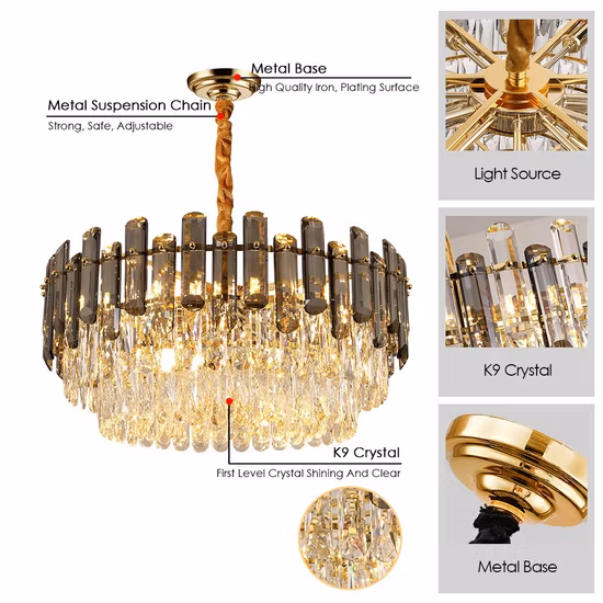Lámpara de cristal moderna del chalet del hotel de lujo luces pendientes de la lámpara del techo