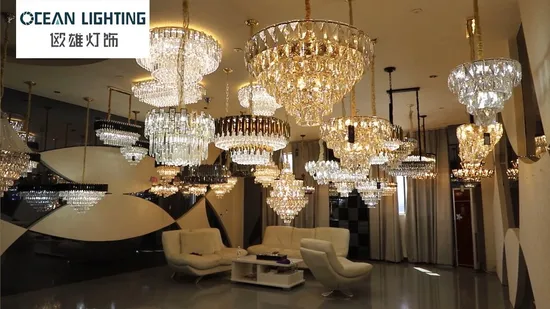 Lámpara de araña de cristal moderna y grande, decoración del vestíbulo del restaurante, proyecto personalizado